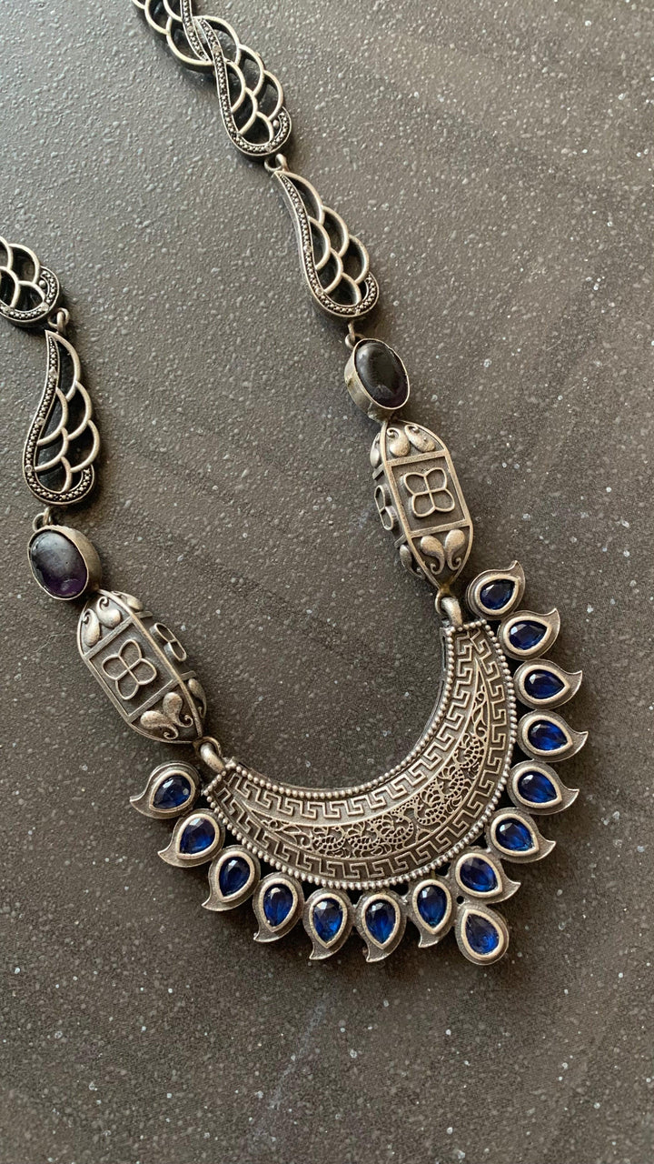 Tribal Long Necklace with Statement Jhumkas - SHIVKA