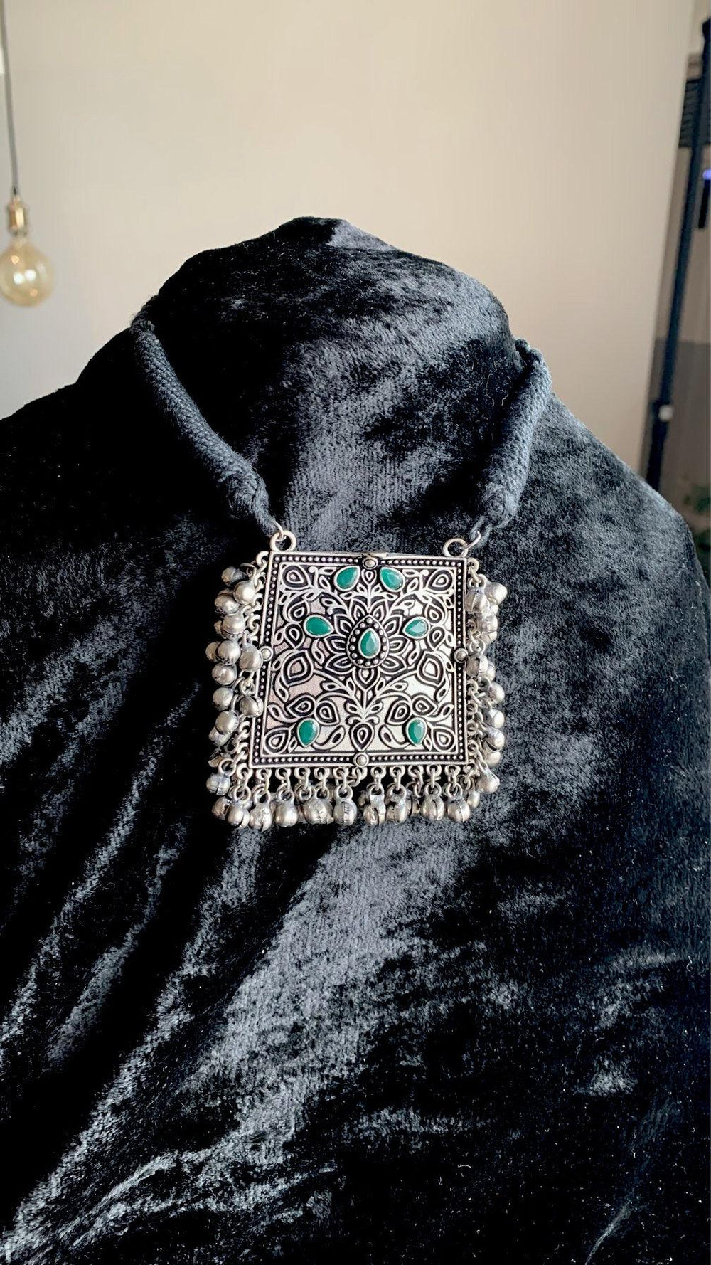 Tribal Ghungroo Pendant Thread Necklace - SHIVKA