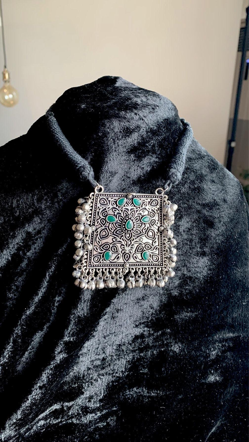 Tribal Ghungroo Pendant Thread Necklace - SHIVKA