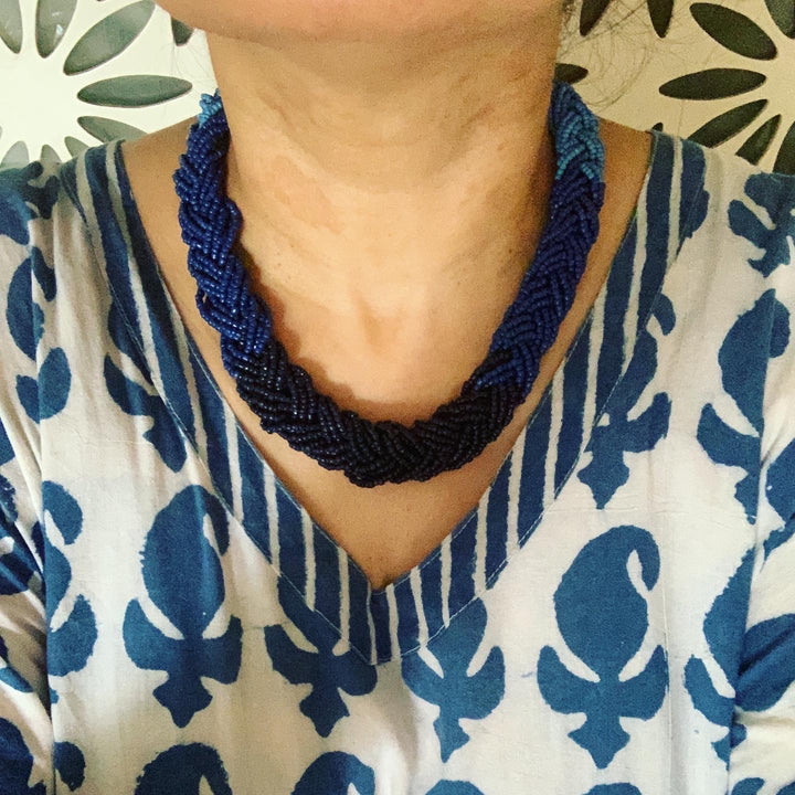 Blue Shaded Necklace with Studs
