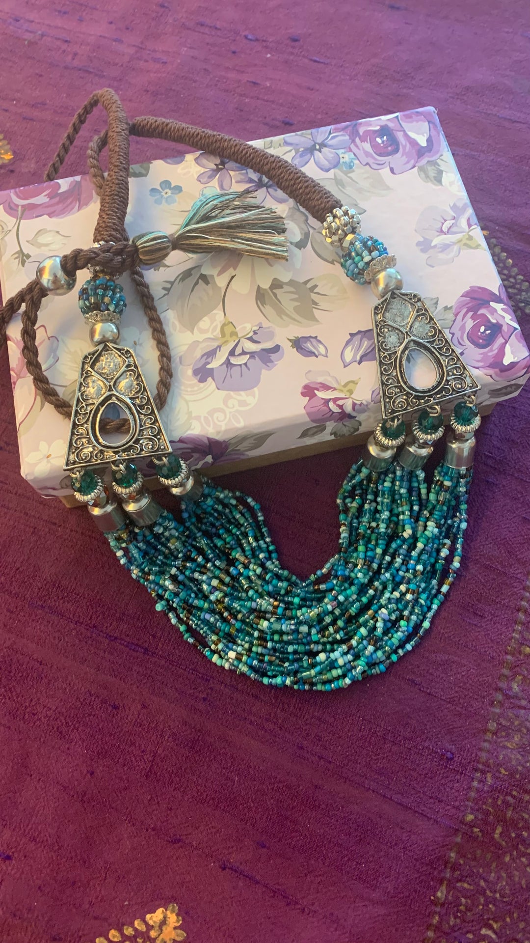 Blue Beaded Tribal Necklace