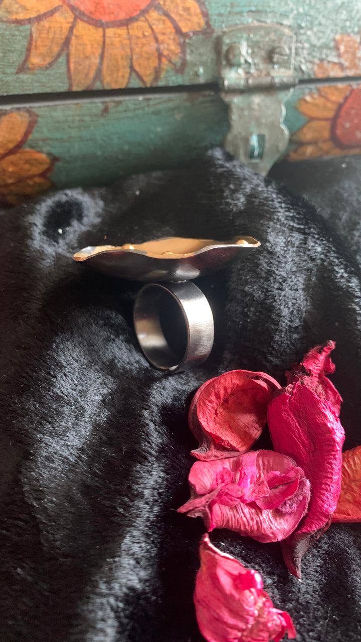 Dual Tone Lotus Leaf Ring