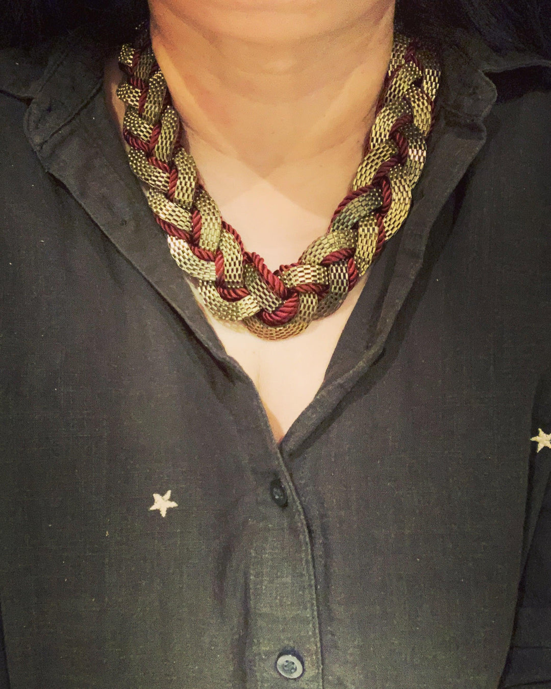 Maroon and Gold Necklace - SHIVKA