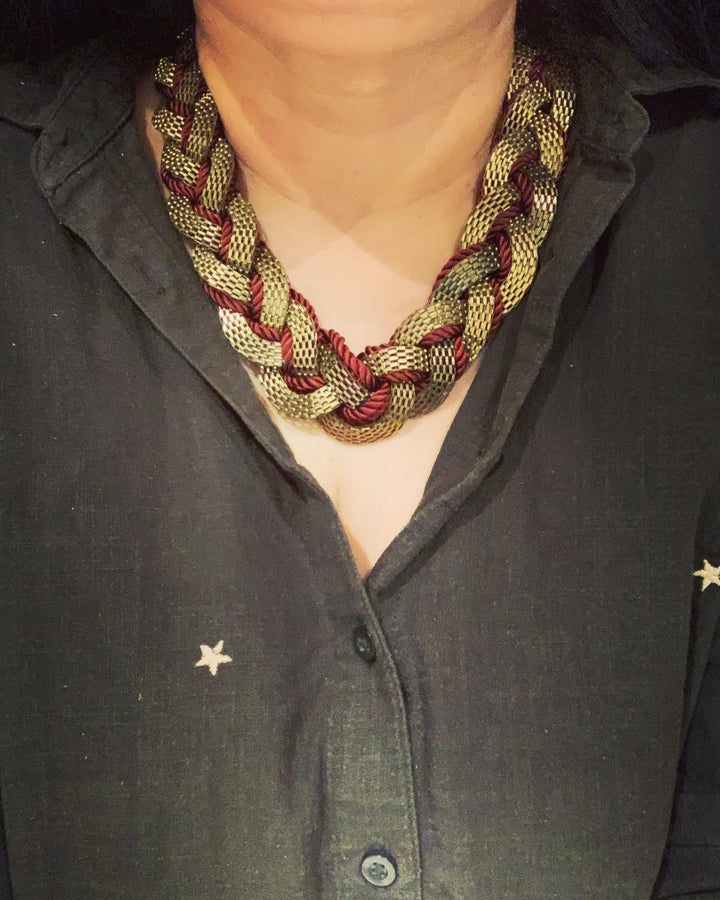 Maroon and Gold Necklace - SHIVKA