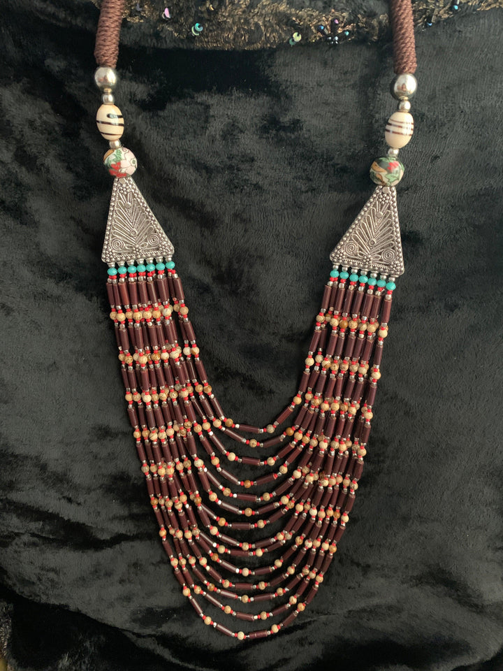 Fourteen Layered Tribal Beaded Necklace - SHIVKA