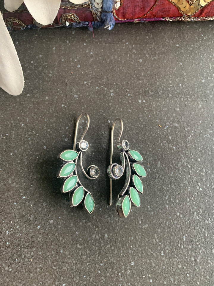 Leaf Shaped Stone Earrings - SHIVKA