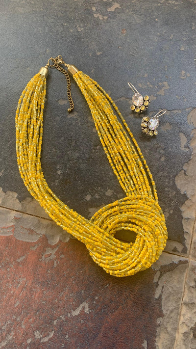 Sunshine Knotty Necklace with Statement Earrings - SHIVKA