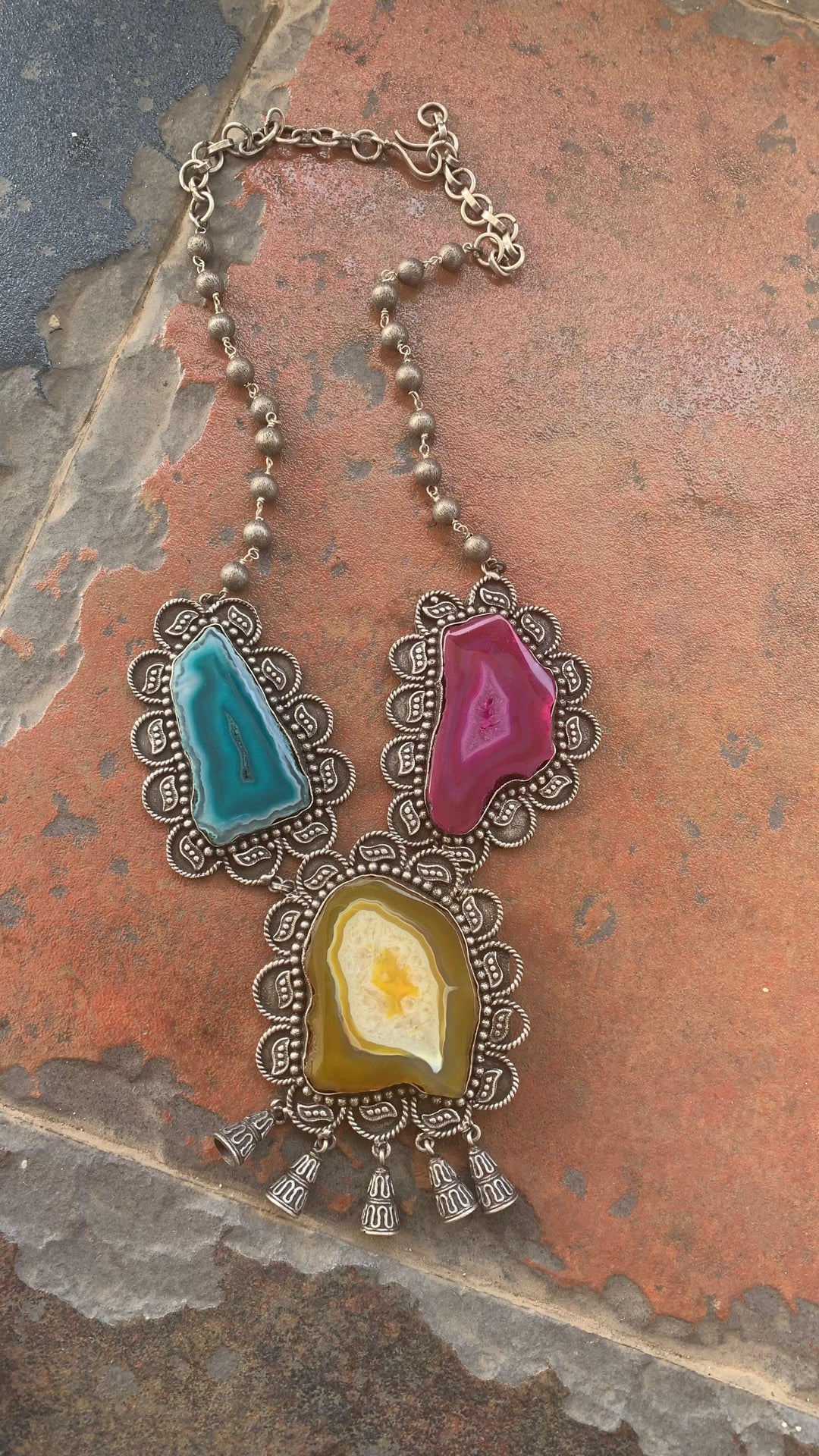 Vintage Raw Gemstones Necklace - SHIVKA