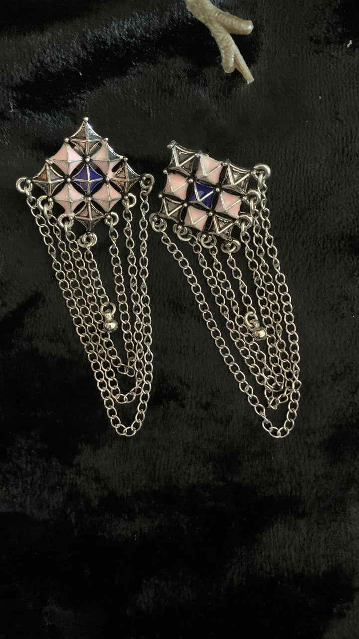 Checkered Tasseled Earrings