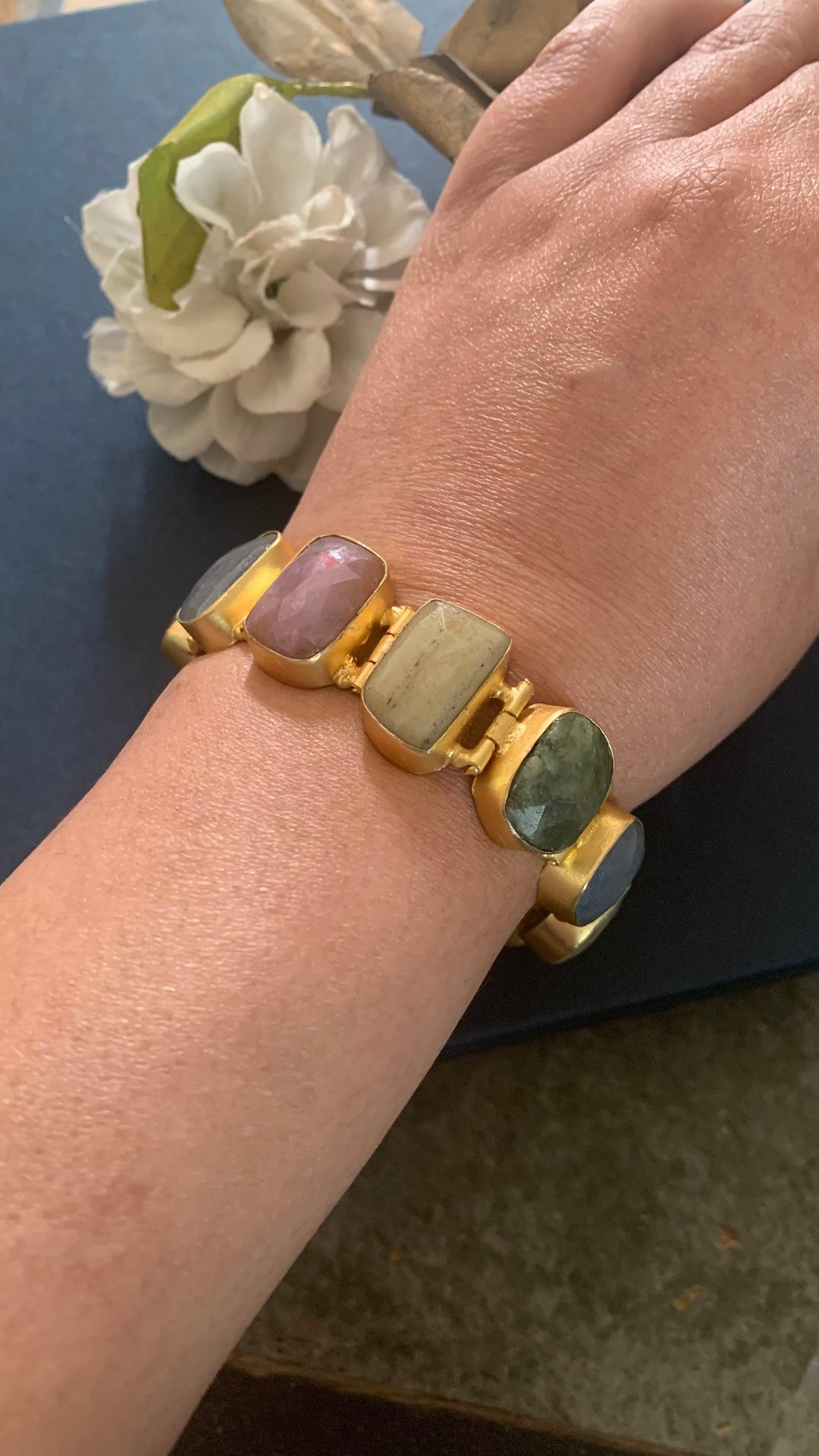 Statement Multicoloured Gemstones Bracelet - SHIVKA