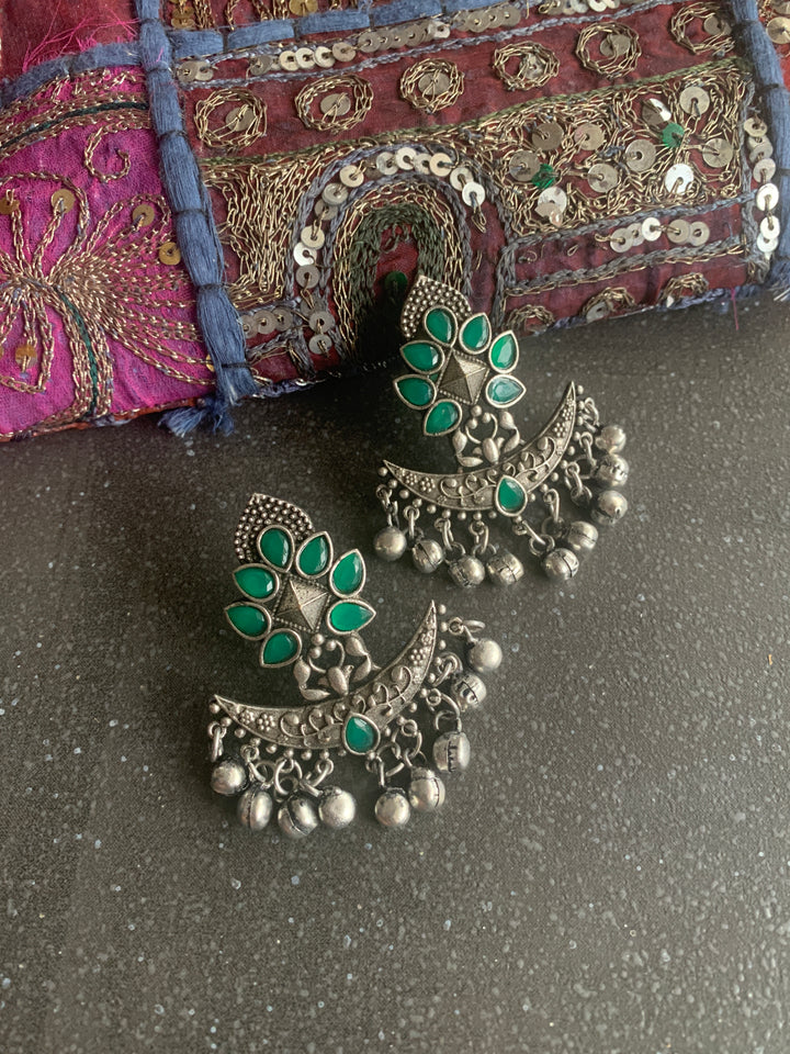Crescent Antique Ghungroo Stud Earrings