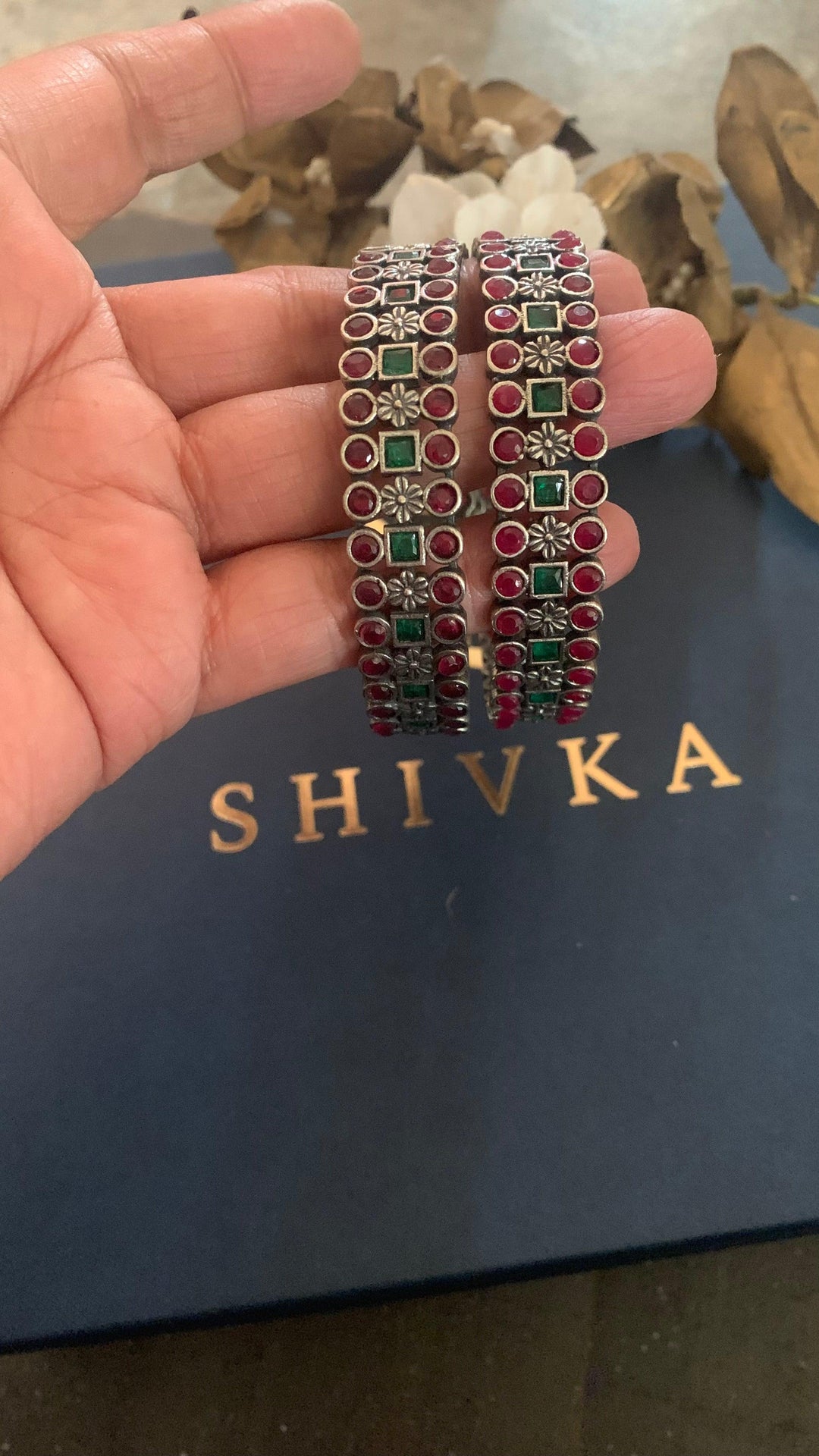 Statement Stone Bangles- Set of Two - SHIVKA