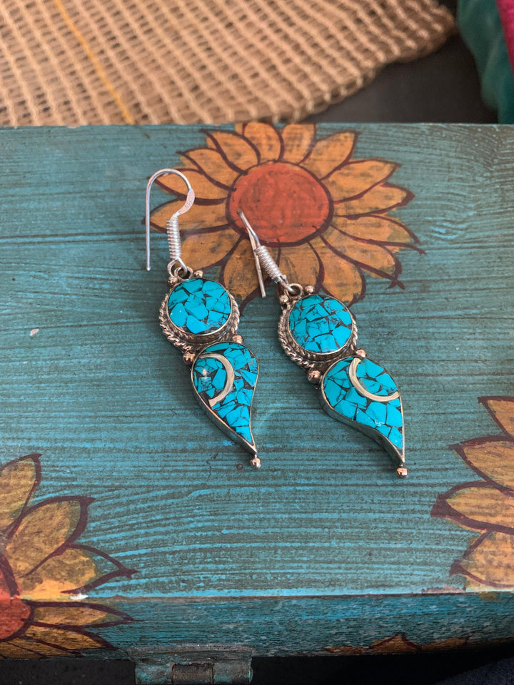 Stylish Turquoise Danglers - SHIVKA