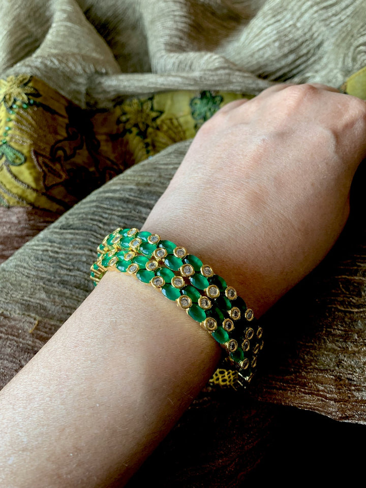Emerald Green AD Bangles-set of 2
