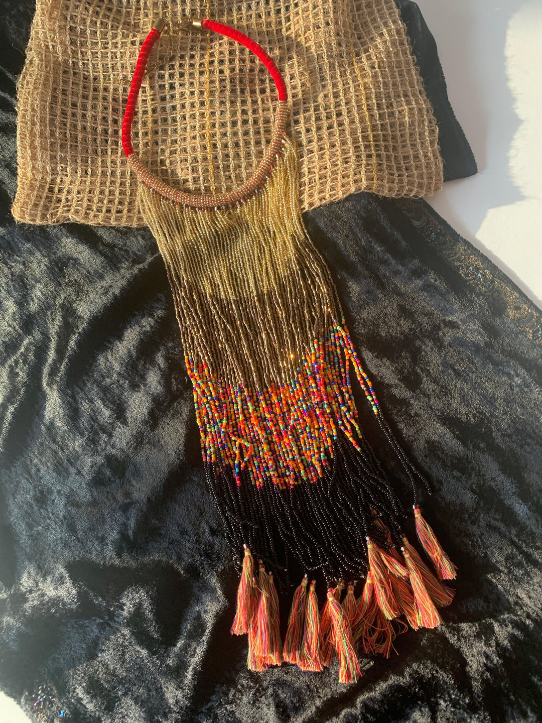 Scintillating Tasseled Beaded Necklace - SHIVKA