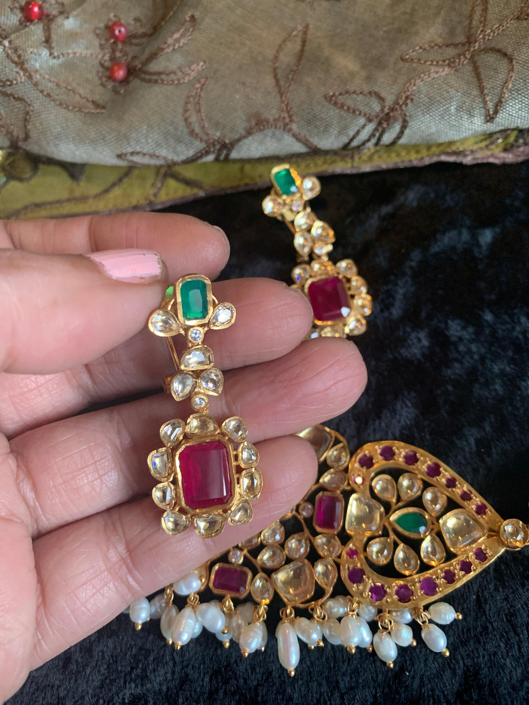 Royal Jadau Choker with Earrings - SHIVKA