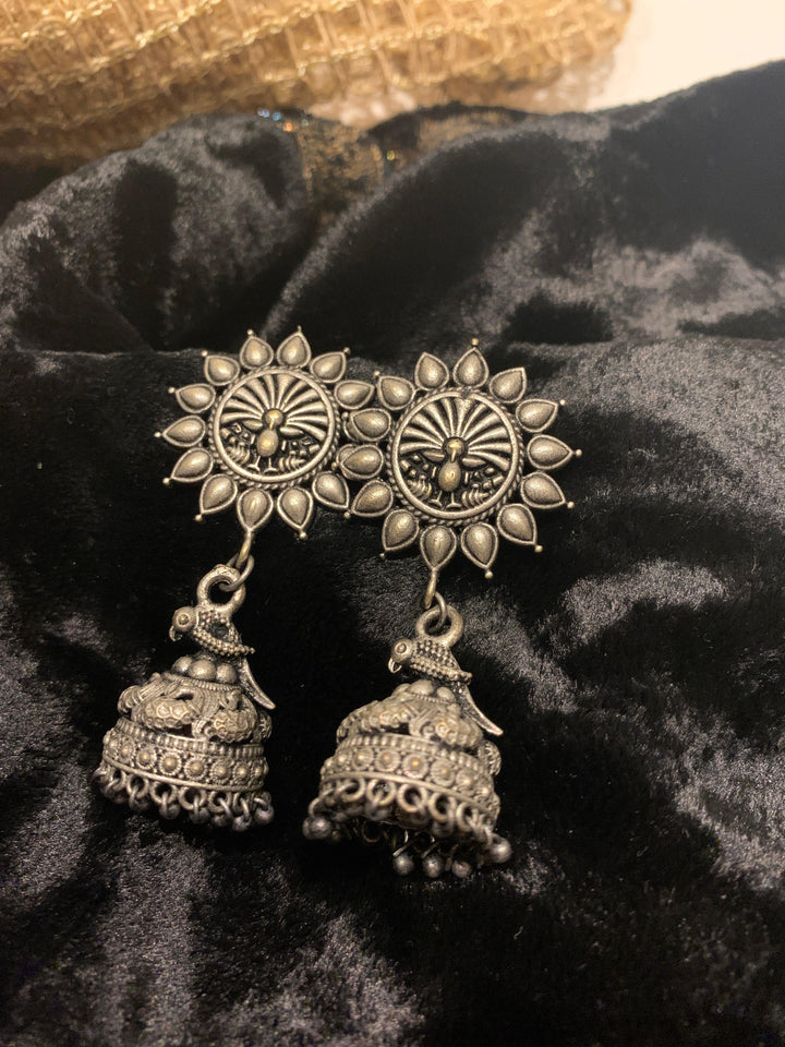 Floral Peacock Jhumkis - SHIVKA
