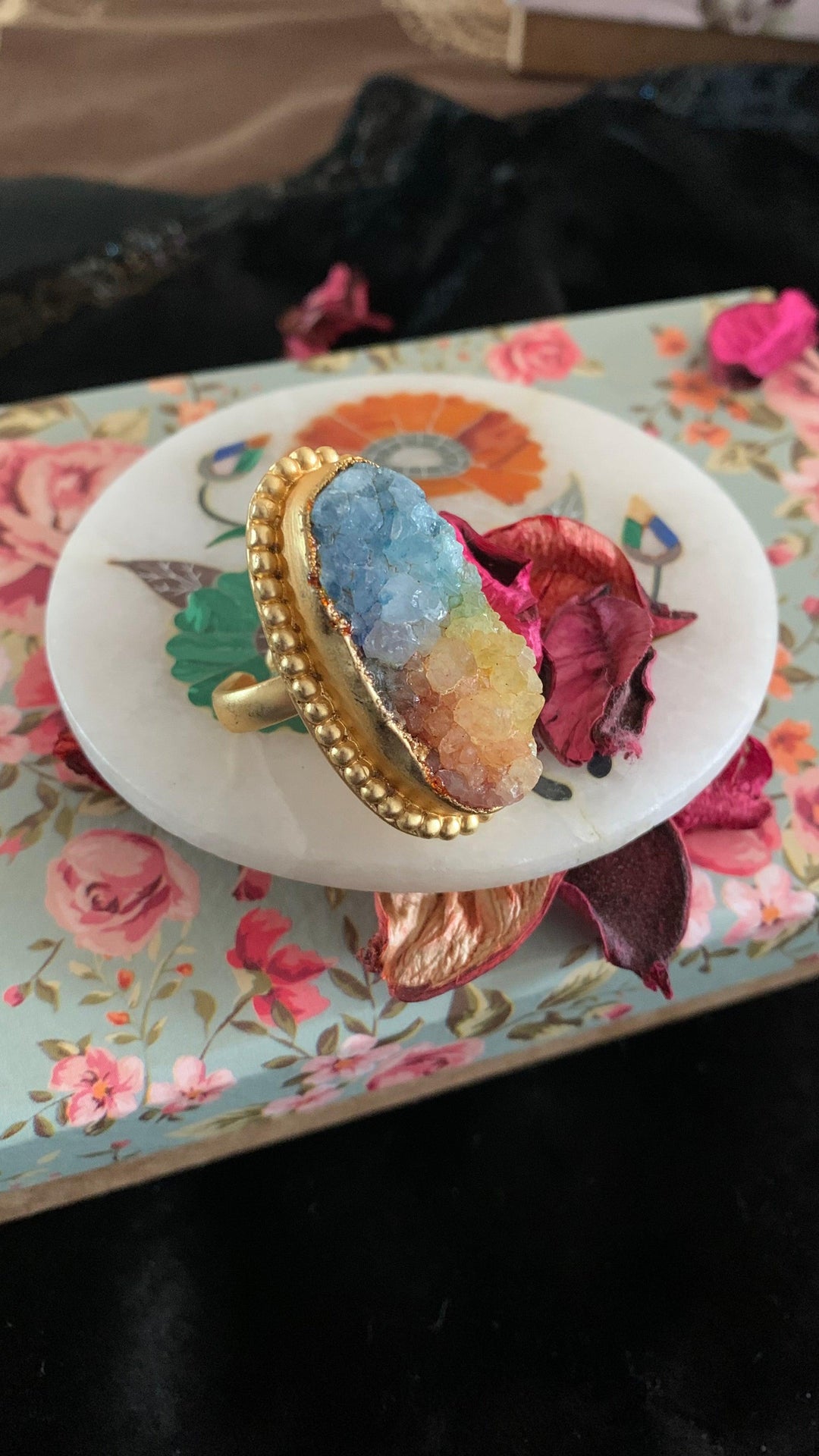 Stylish Multicoloured Stone Ring - SHIVKA