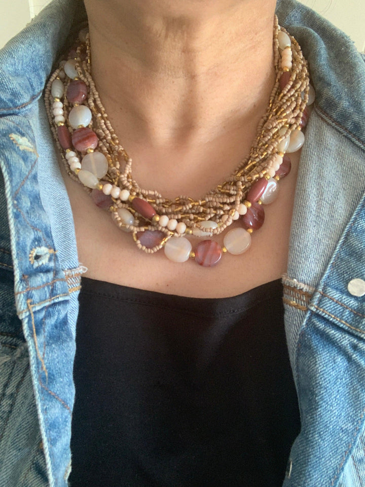 Statement Beaded Necklace - SHIVKA