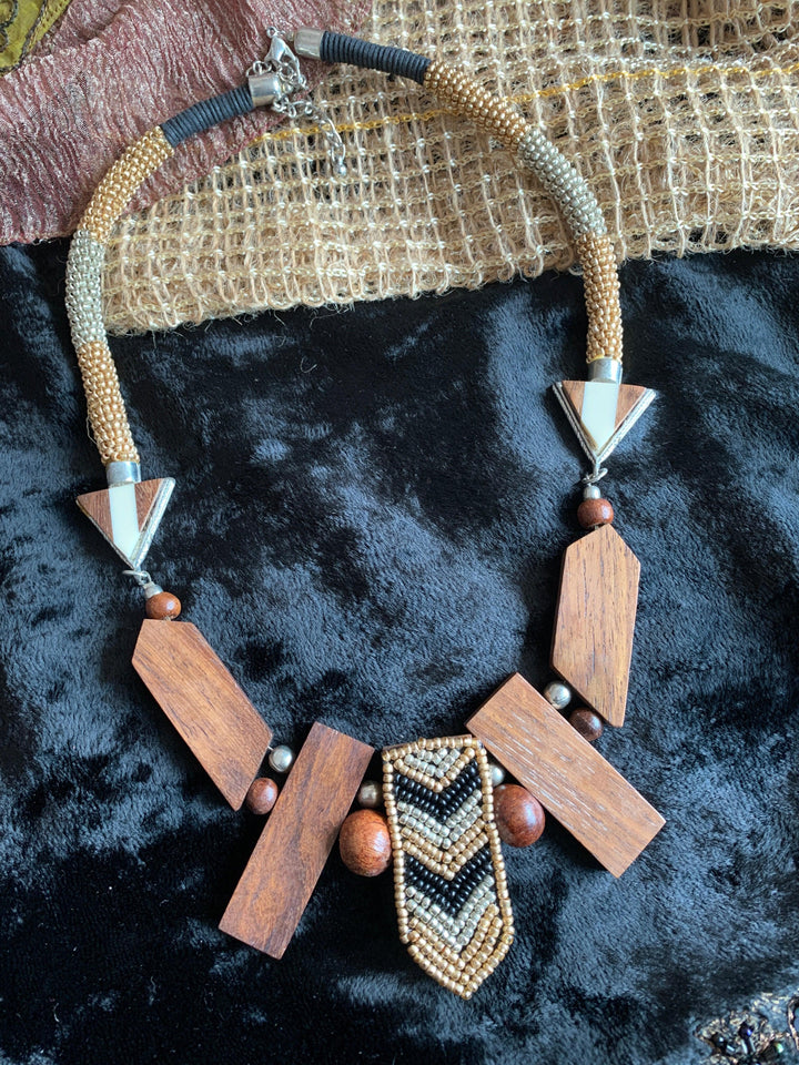 Fusion Wooden Blocks Necklace - SHIVKA