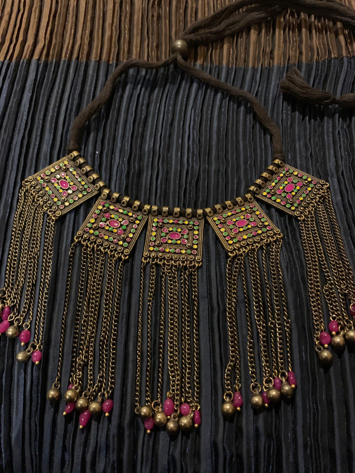 Tribal Necklace with Danglers - SHIVKA