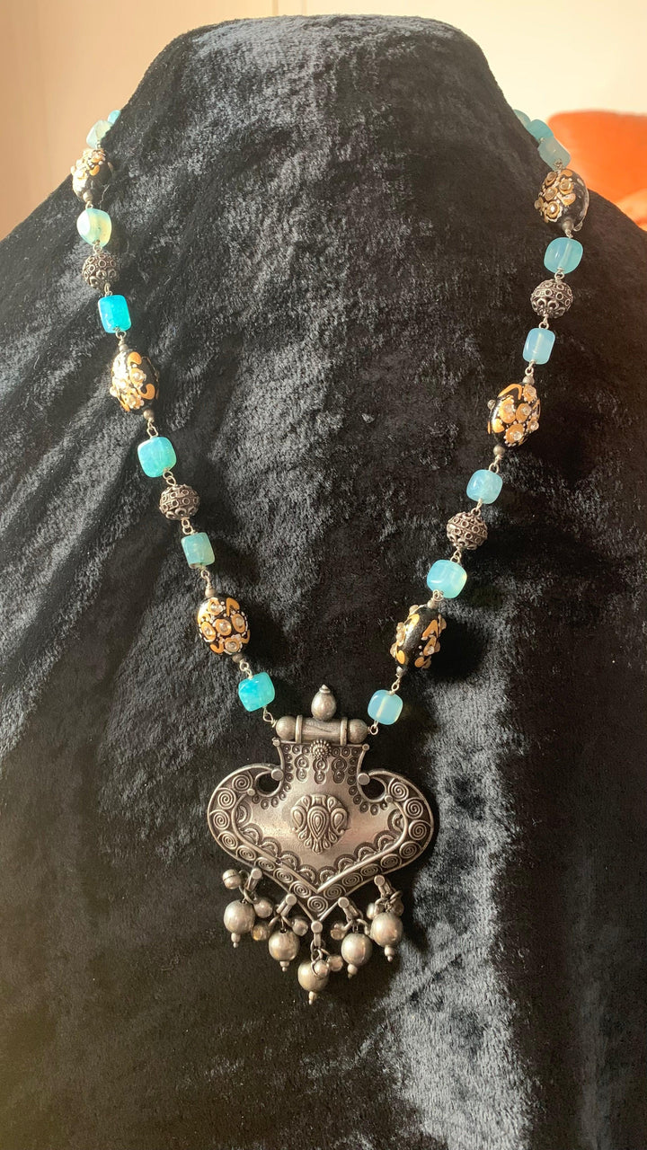 Statement Pendant Necklace with Earrings - SHIVKA