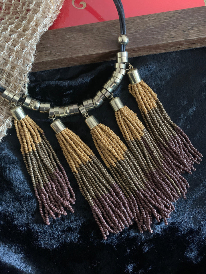 Tasseled Beaded Necklace - SHIVKA