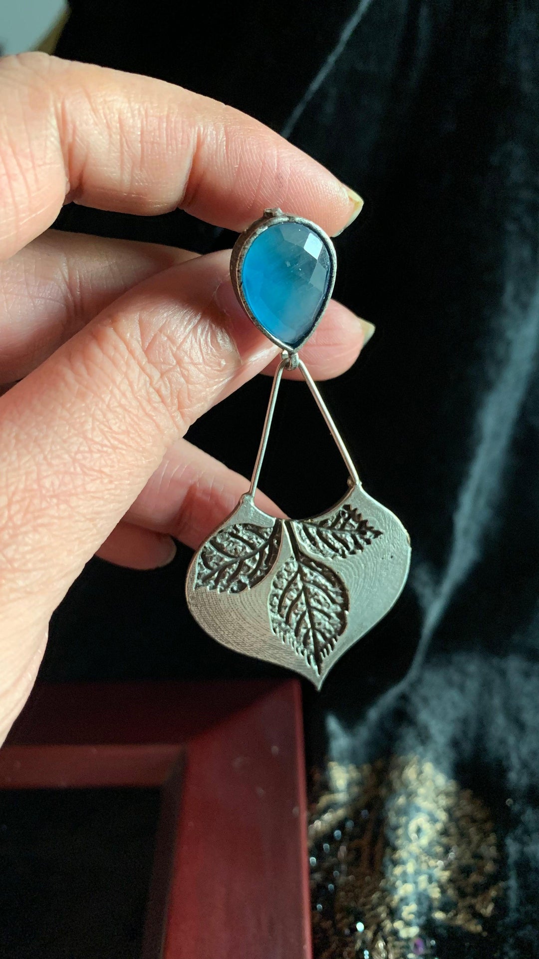 Tribal Leaf Stone Danglers - SHIVKA