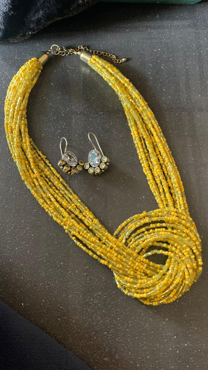 Sunshine Knotty Necklace with Statement Earrings - SHIVKA