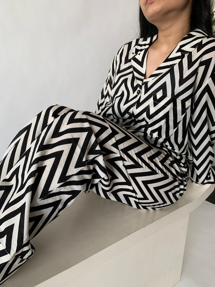 Black and White Night Suit Set