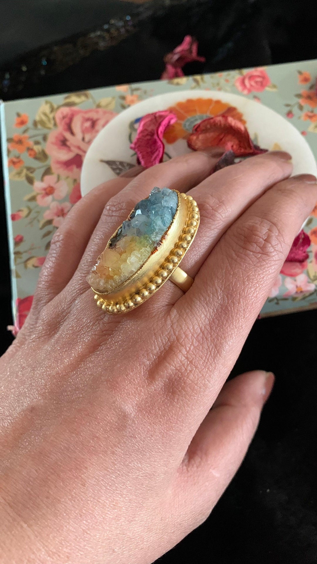 Stylish Multicoloured Stone Ring - SHIVKA