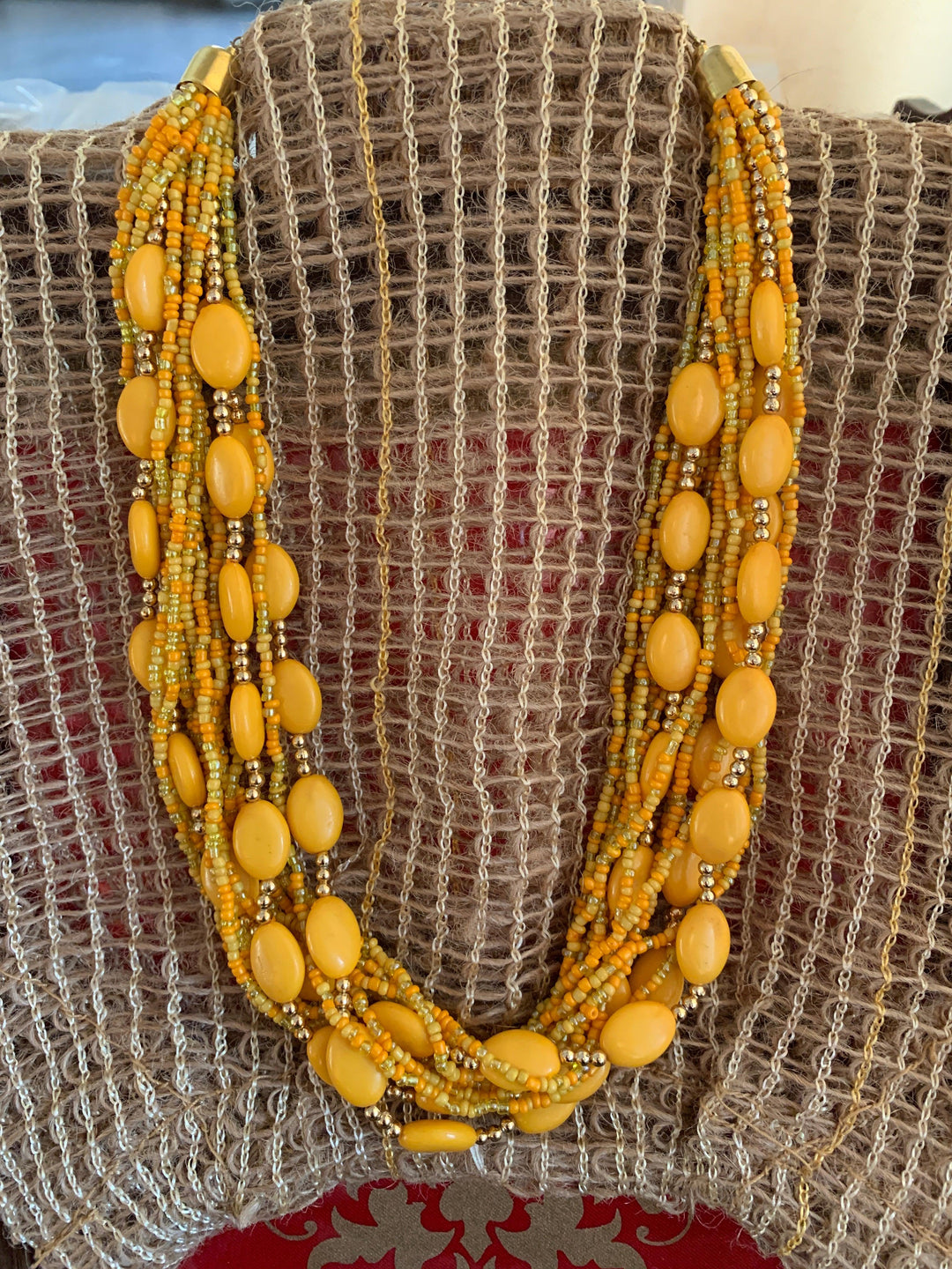 Yellow Statement Beaded Necklace - SHIVKA