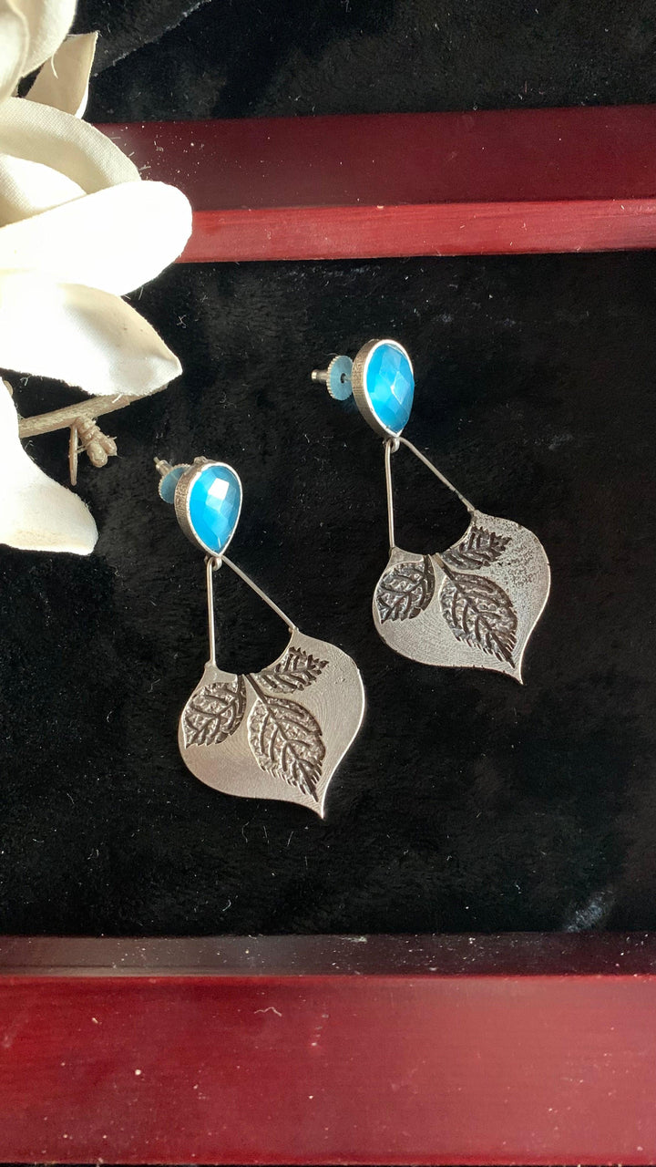 Tribal Leaf Stone Danglers - SHIVKA