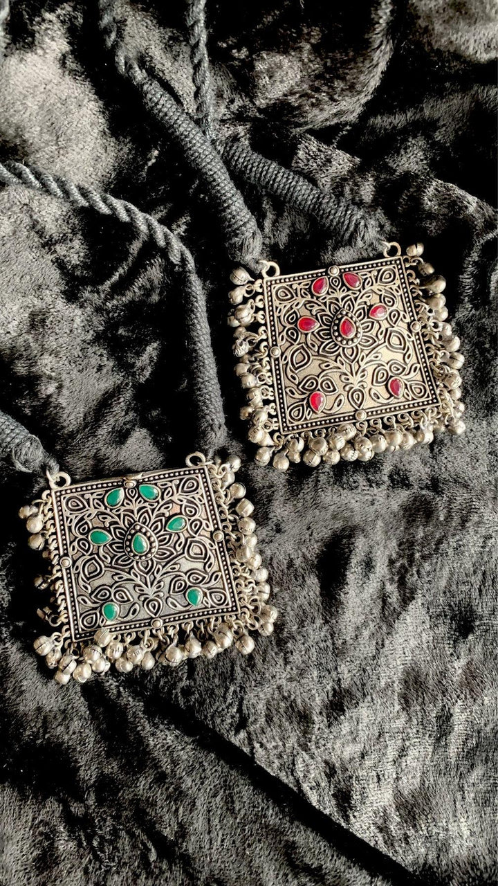 Tribal Ghungroo Pendant Thread Necklace - SHIVKA