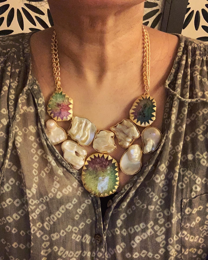 Statement Baroque Pearl Necklace - SHIVKA
