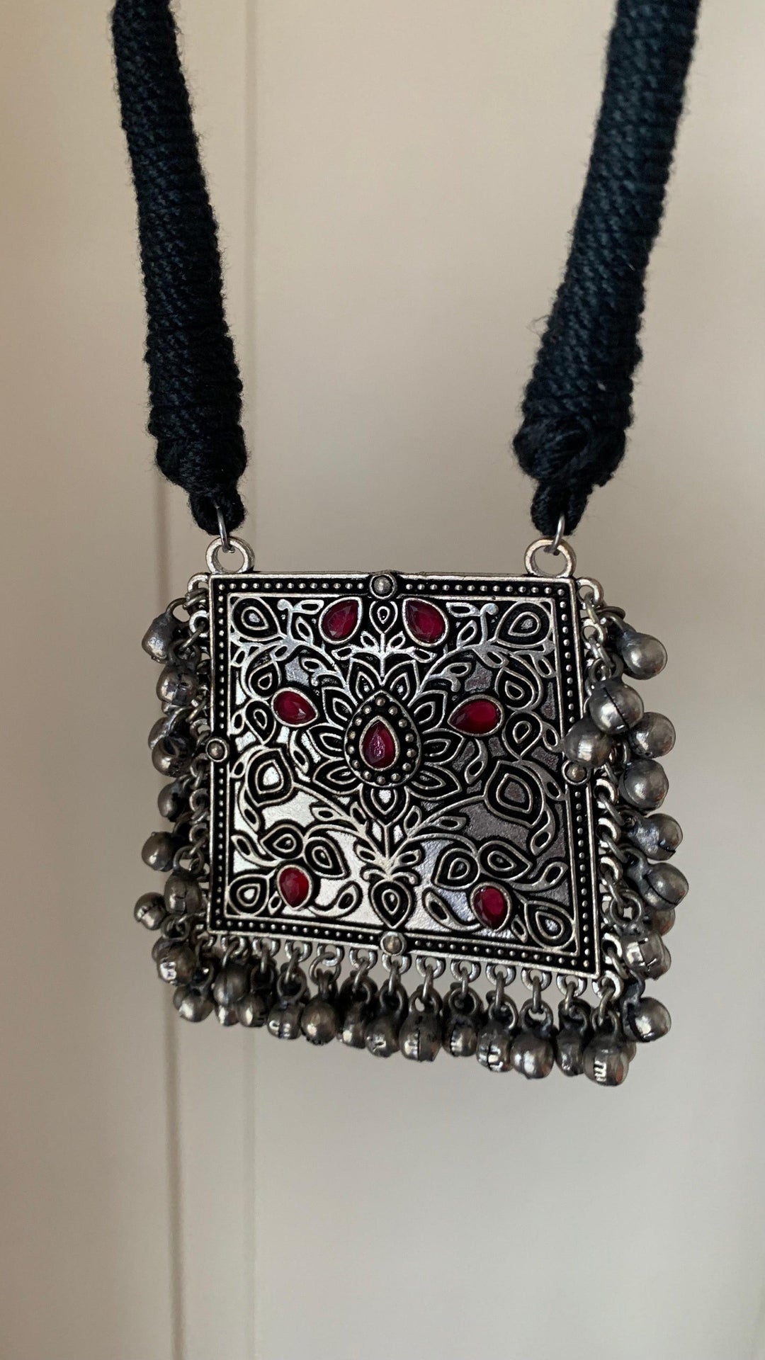 Tribal Ghungroo Pendant Thread Necklace - SHIVKA
