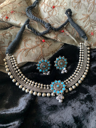 Necklace with Earrings- Turquoise - SHIVKA