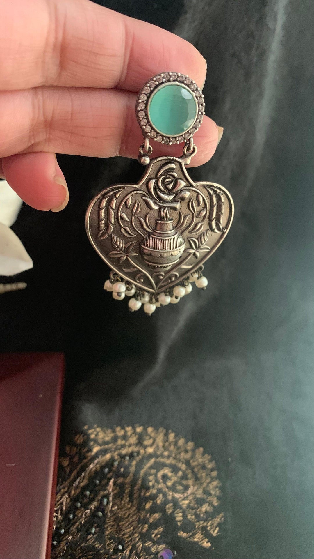 Vintage Stones and Pearls Earrings - SHIVKA