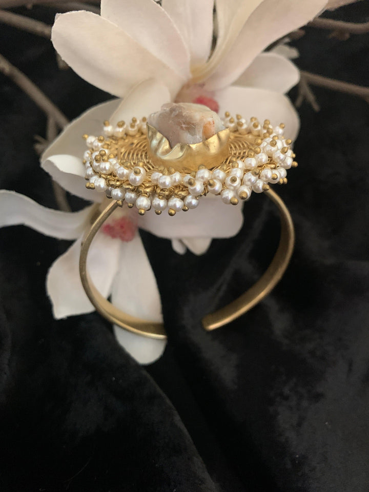 Gold Mesh Gemstone Cuff - SHIVKA