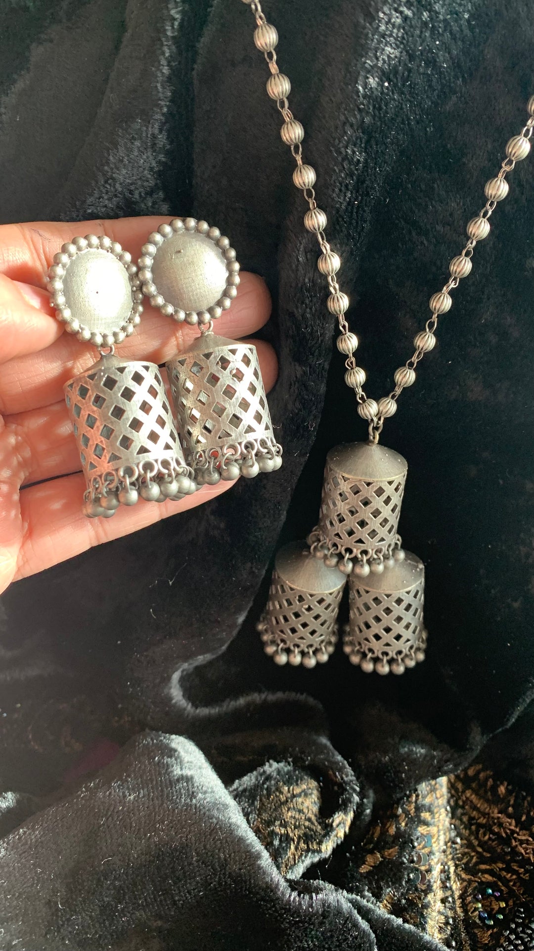 Antique Cut work Necklace with Earrings