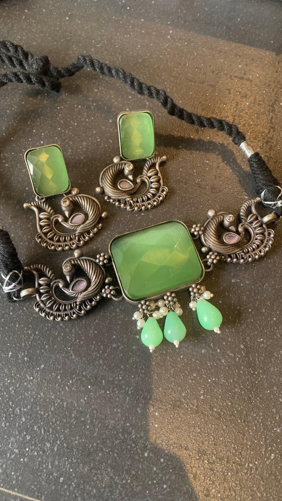 Vintage Stones Choker with Statement Earrings - SHIVKA