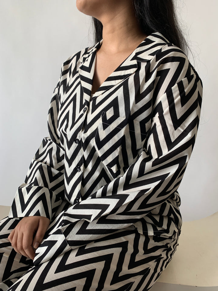 Black and White Night Suit Set