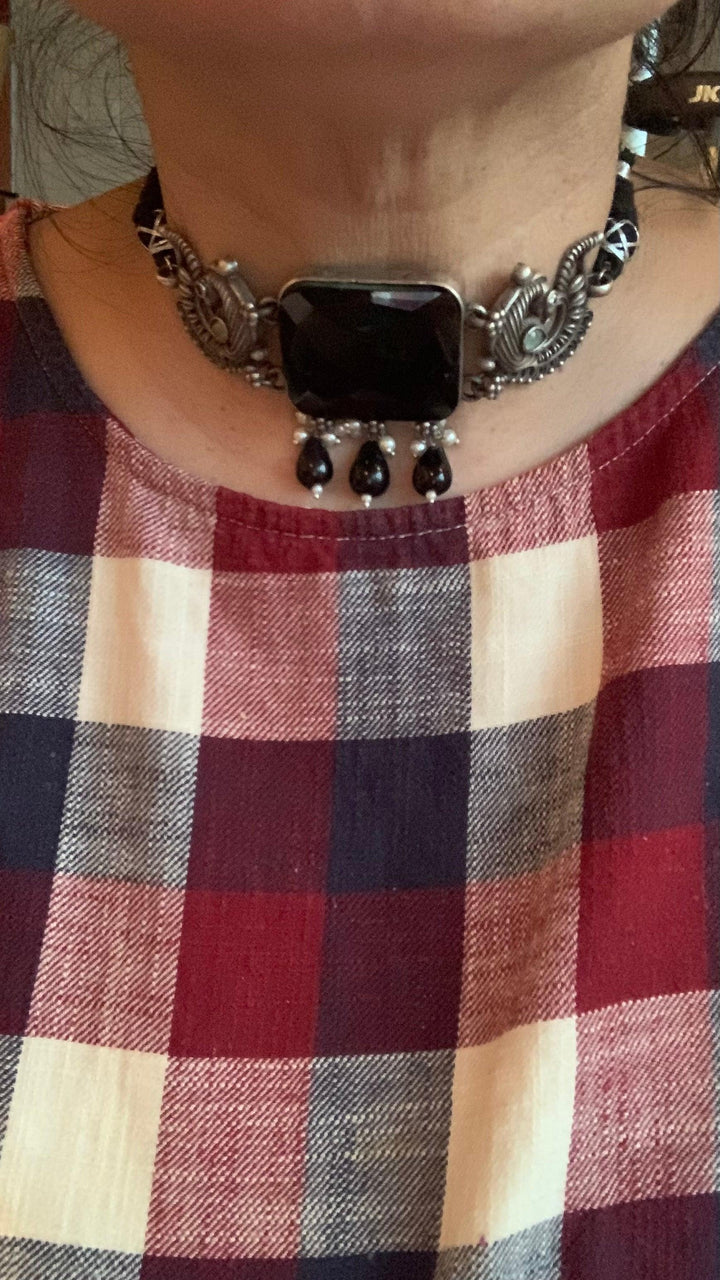 Vintage Stones Choker with Statement Earrings - SHIVKA