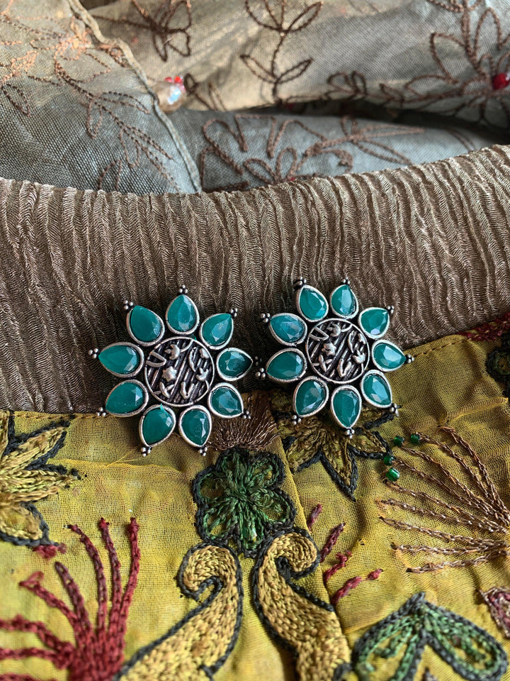 Floral Stone Studs - SHIVKA
