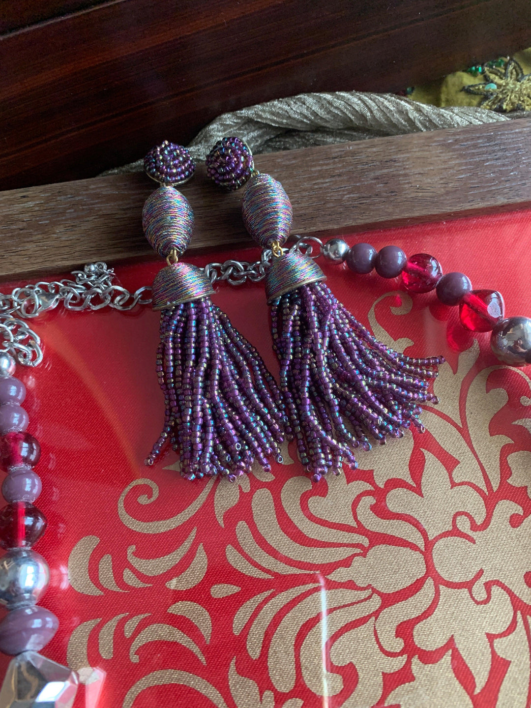 Scintillating Multicoloured Beaded Necklace with Danglers - SHIVKA