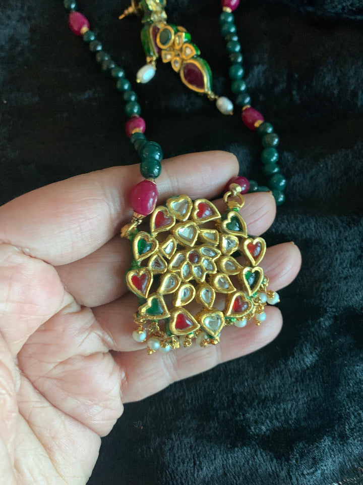 Vintage Jadau Pendant Necklace with Earrings - SHIVKA