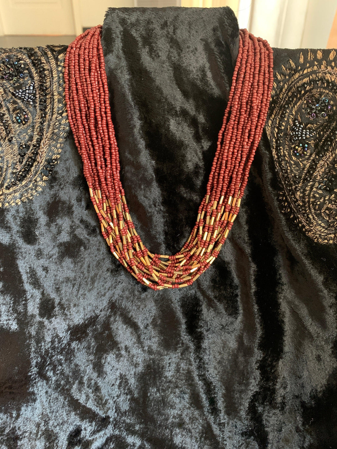 Maroon Gold necklace - SHIVKA