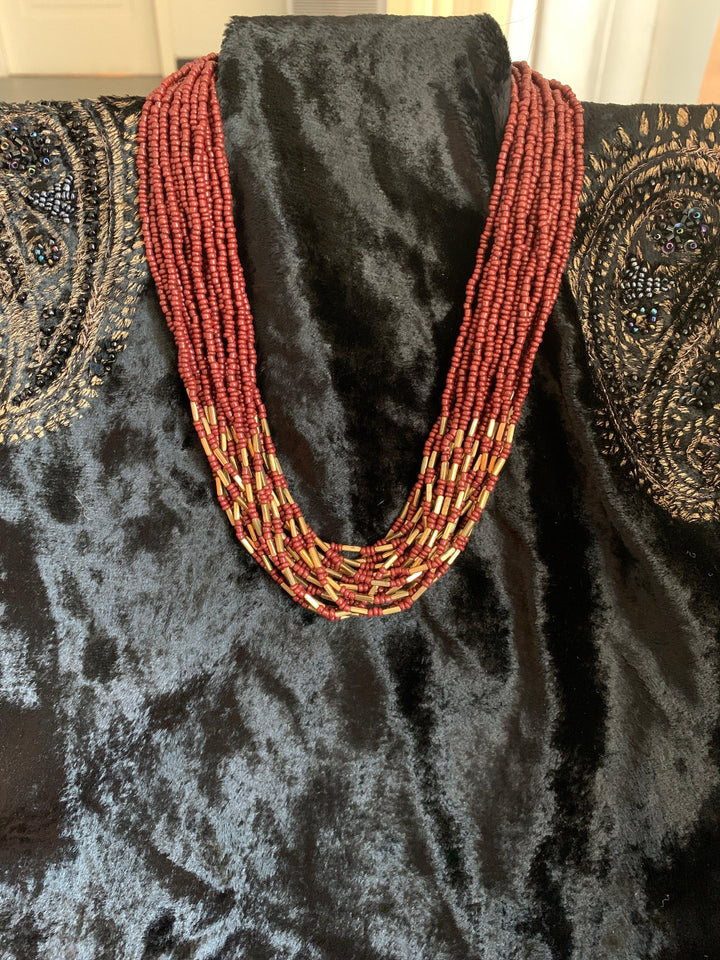 Maroon Gold necklace - SHIVKA