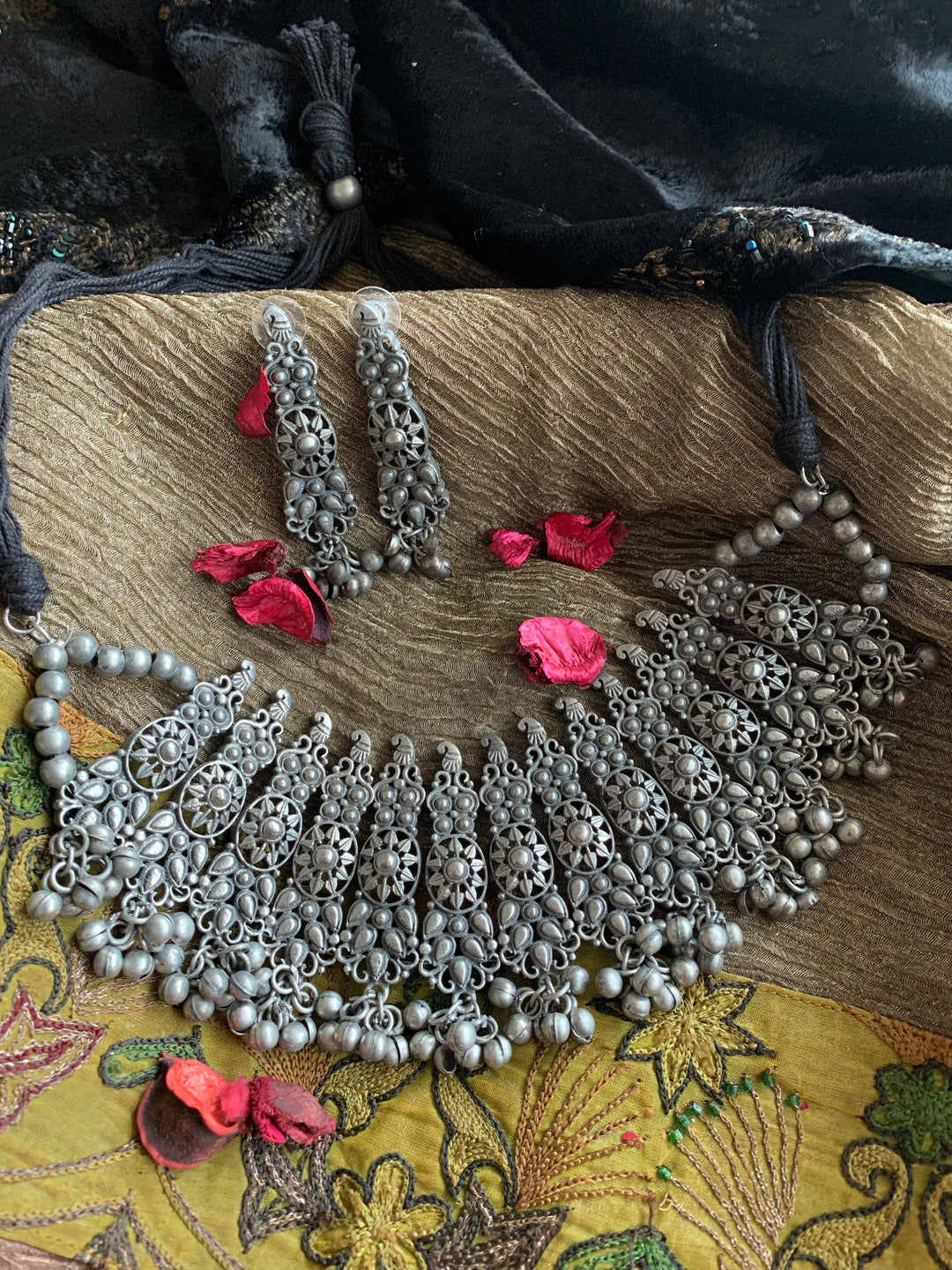Vintage Necklace with Studs - SHIVKA