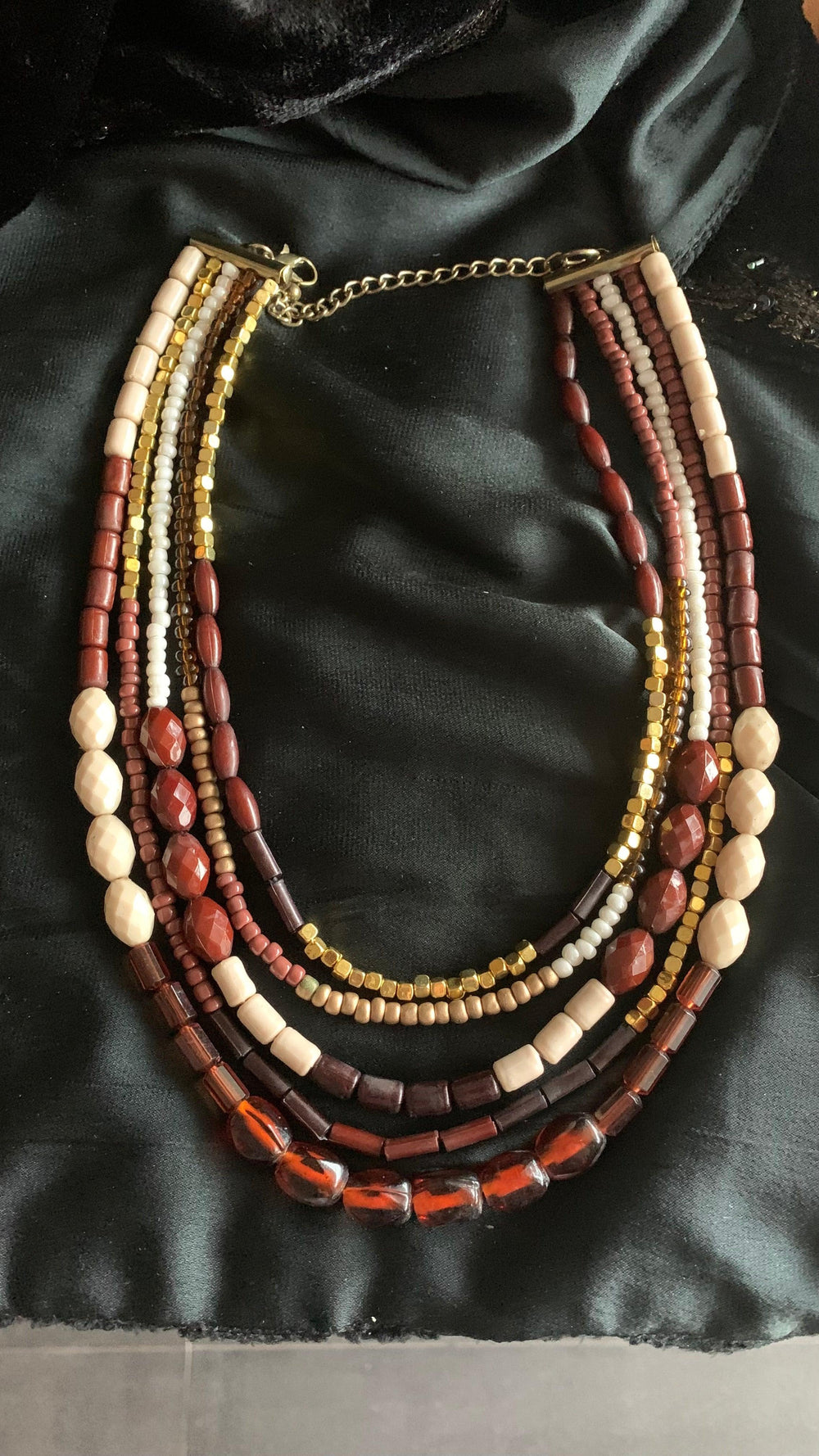 Five Layered Statement Beaded Necklace - SHIVKA